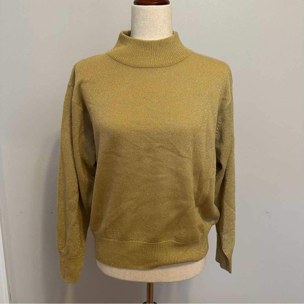 Milano Gold Cowl Neck Sweater with Relaxed Fit and Long Sleeves